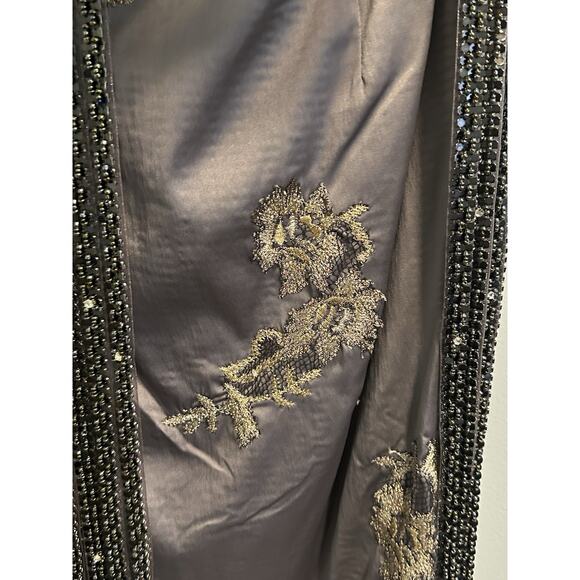 MANDALAY 10 Dress Sleeveless Metallic Fringe Mini Deep V- Neck Gunmetal Gray NWT - Picture 6 of 10